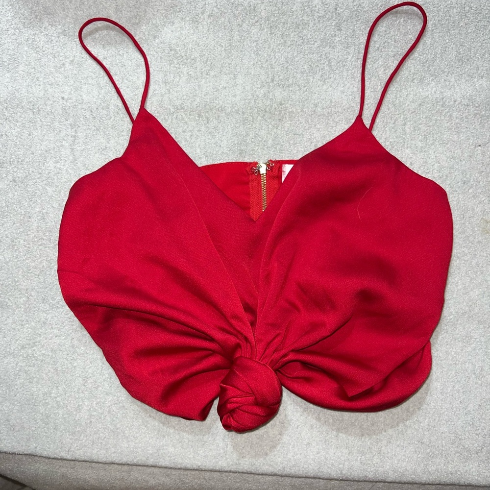 Sabo Skirt Red Knotted Crop Tank, Size XS